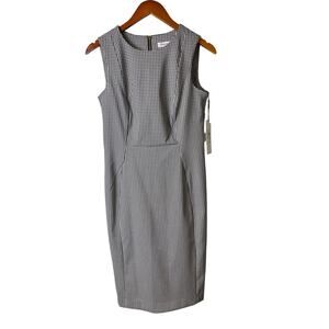 Calvin Klein Women's Black/White Houndstooth Sleeveless Sheath Dress Size 8 NWT
